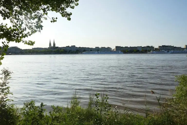 Les façades de la rive gauche de Bordeaux vues depuis le quartier Darwin, sur la rive droite