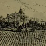 Le château de Pressac, gravure de l'ouvrage Bordeaux et ses vins (1922)